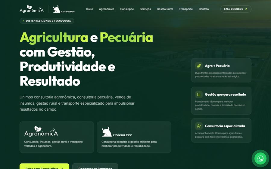 Site da Agronômica, do agronegócio de Rondonópolis, entregue pela NextWeb