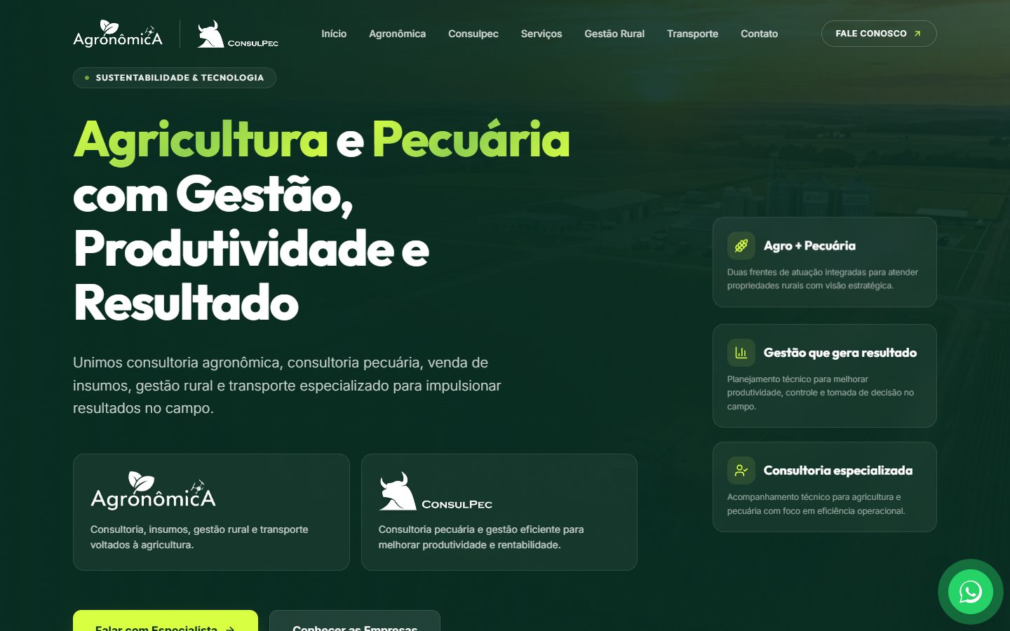 Site da Agronômica e da Consulpec